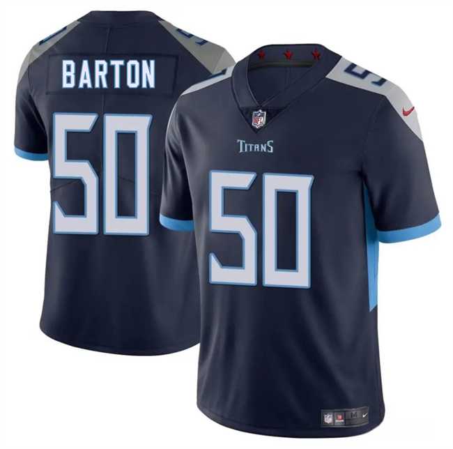 Men & Women & Youth Tennessee Titans #50 Cody Barton Navy 2025 Vapor Limited Stitched Jersey->tennessee titans->NFL Jersey
